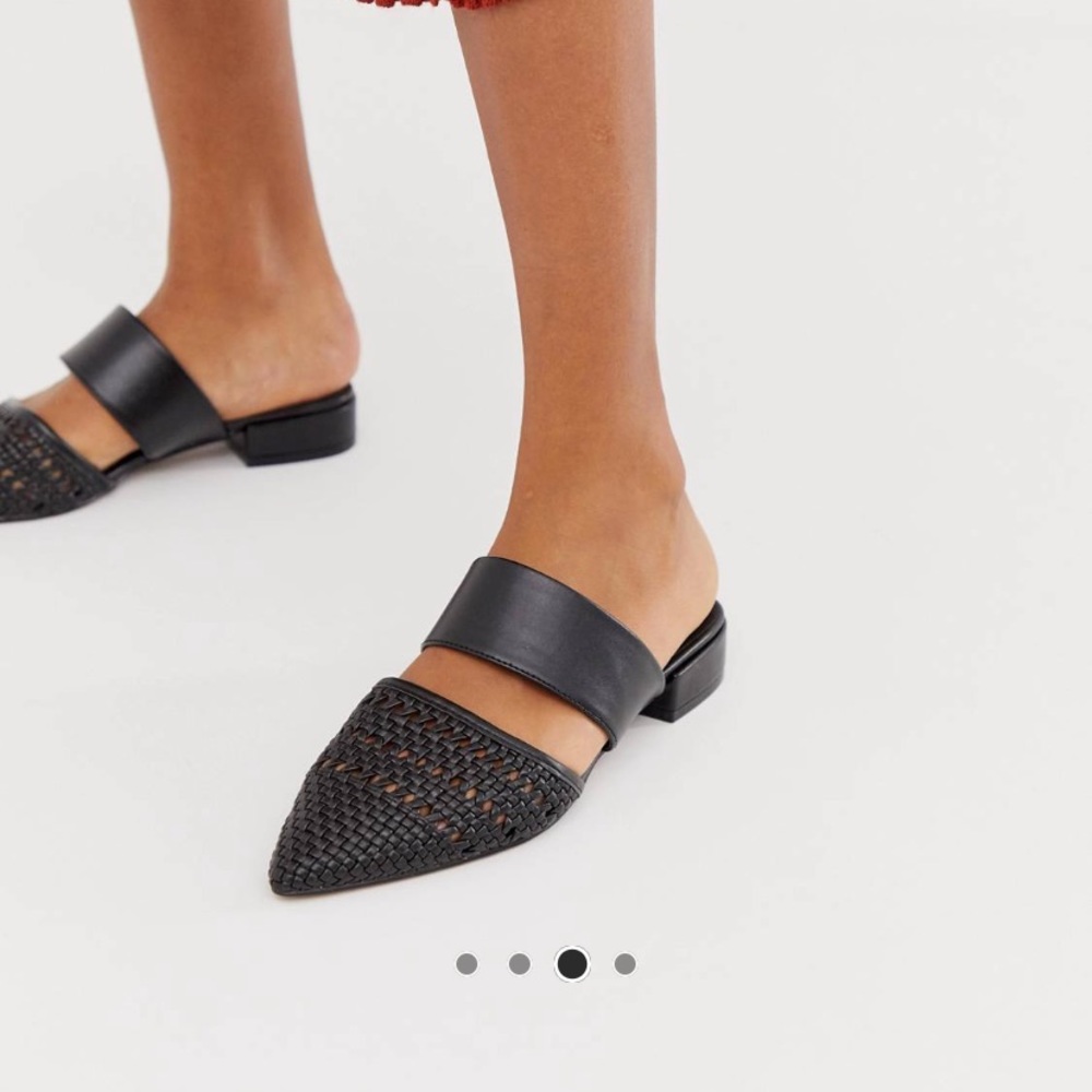 ASOS black woven mules